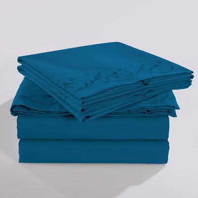 Keine Füllung Elegante und moderne Blume Broderierte Blätter Set 4 Stück 100% Polyester