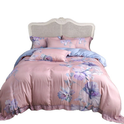 Custom Flower Design Waschbar 60er Jahre 100% Lyocell Satin Bettwäsche Set für Schlafzimmer Klasse A