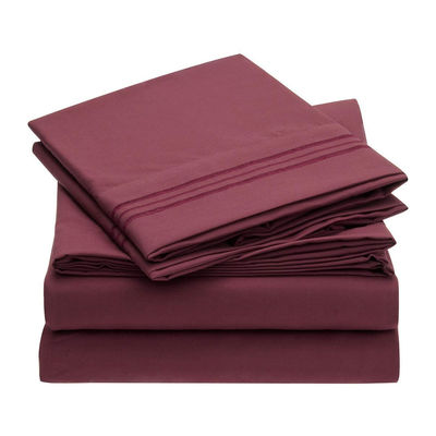 80gm Mikrofaser 3 Linien Stickerei Bettlaken Set 4 Stück für Schlafzimmer