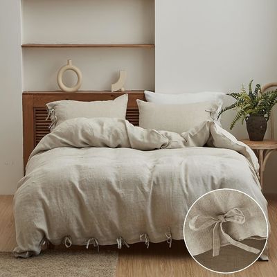 Feste Farbe 100% Leinen Decke Deckel Set 3pcs anpassbares Design
