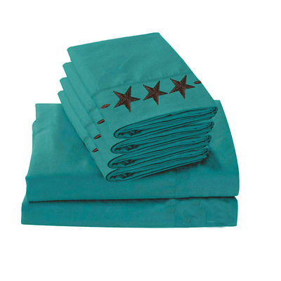 Western Peak 6 Stück Stickerei Star Sheet Set Waschmaschine Waschen 100% Polyester
