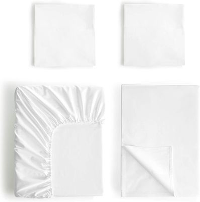 4 Stück 100% Baumwolle Luxus weich atmungsaktiv Tiefe Tasche Bettwäsche Set mit tragbaren