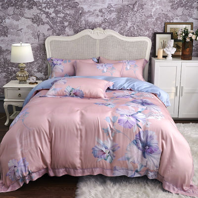 Custom Flower Design Waschbar 60er Jahre 100% Lyocell Satin Bettwäsche Set für Schlafzimmer Klasse A