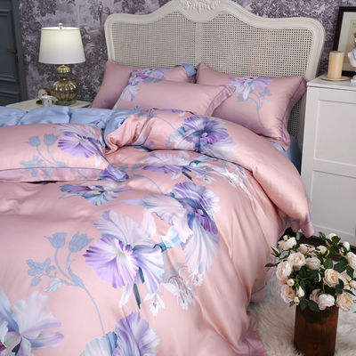 Custom Flower Design Waschbar 60er Jahre 100% Lyocell Satin Bettwäsche Set für Schlafzimmer Klasse A