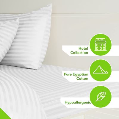 500 Garnzahlen 100% Baumwolle Fitted Sheet Satin Weave Damaskus gestreiftes Schlafzimmer Notwendig