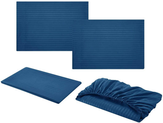 Satin Streifen 90GSM Mikrofiber Extra Weich Luxus Bettwäsche Set 3pcs 4pcs Navy Tiefe Tasche