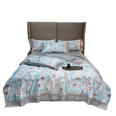 Stylische Tencel Modal Blatt Kissenhülle Set mit gestickten Decke und Kissenhüllen