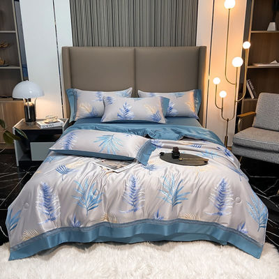 Stylische Tencel Modal Blatt Kissenhülle Set mit gestickten Decke und Kissenhüllen