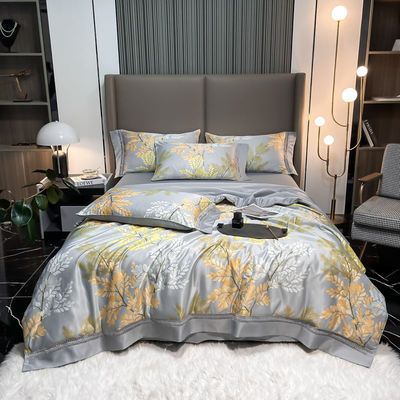 Stylische Tencel Modal Blatt Kissenhülle Set mit gestickten Decke und Kissenhüllen
