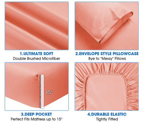 Ultra dünnes Set mit hoher Anzahl von Bettwäsche Soft Sheet 4 Stück Set für Zuhause in kundenspezifischer Farbe