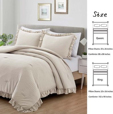3 Stücker Königin Komforter Set Bauernhaus Bettwäsche Set mit Ruffle Bett Design
