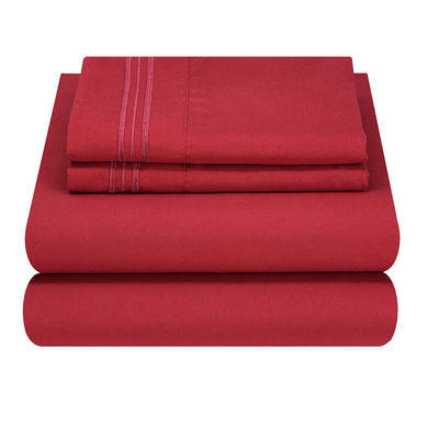 80gm Mikrofaser 3 Linien Stickerei Bettlaken Set 4 Stück für Schlafzimmer